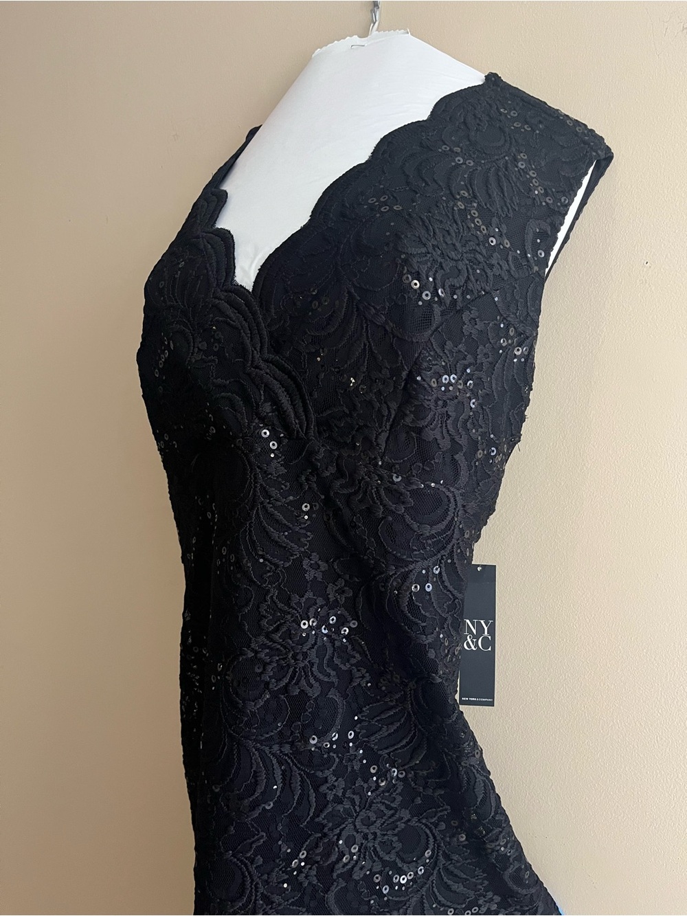 NEW With Tags!  Black Cocktail Dress with Sequins - Size 8